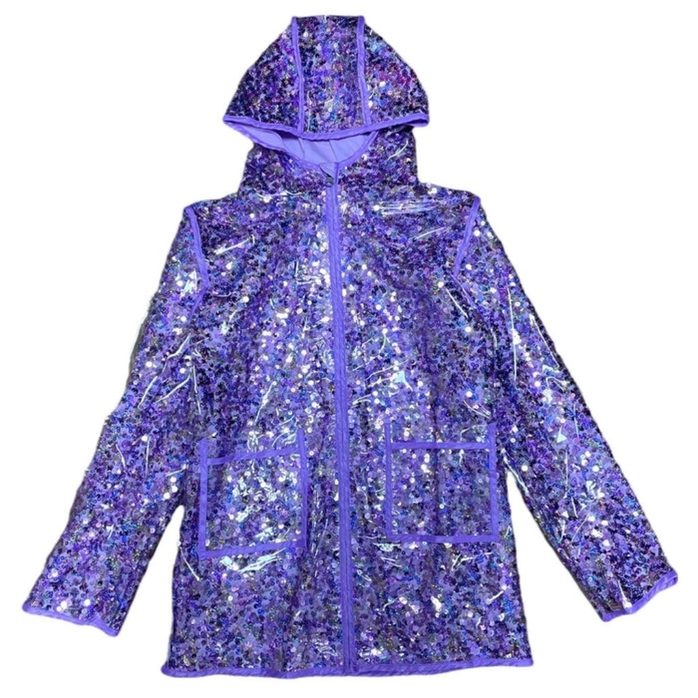 Lola And The Boys Purple Sequin Rain Jacket - Size 12